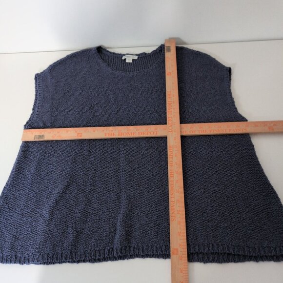 Coldwater Creek Slub Knit Sweater Vest Womens Size 2X Blue 100% Cotton Pullover - Picture 7 of 9